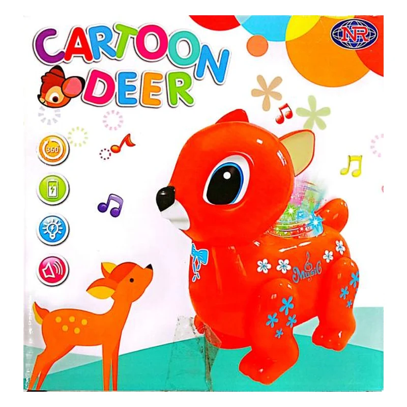 Cartoon Deer Musical Dancing & Walking Toy with 360 Spin & Lights - 6789B | Bilal Toys