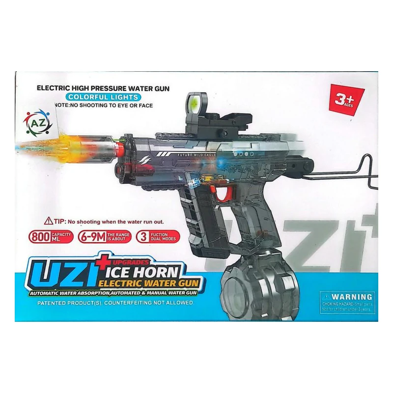 UZI Ice Horn Electric High-Pressure Water Gun with Lights - KB1353 | Bilal Toys